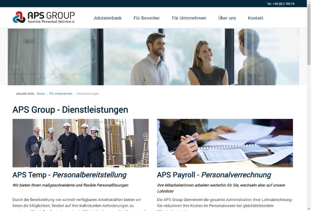 Webdesign / Webentwicklung: APS Austria Personalservice GmbH & Co KG