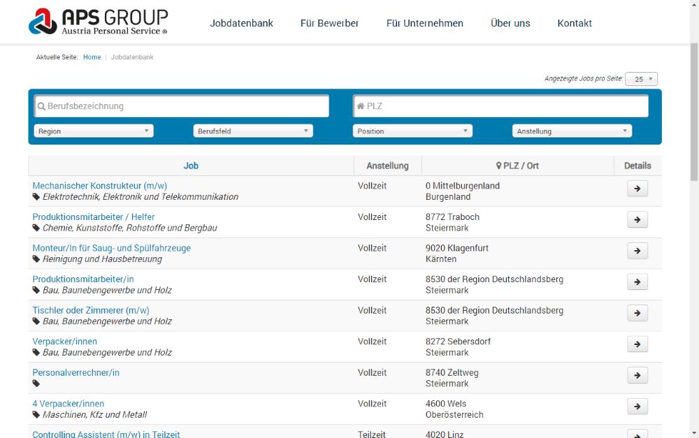 Webdesign / Webentwicklung: APS Austria Personalservice GmbH & Co KG