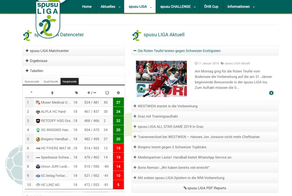 Webdesign / Webentwicklung: spusu Liga / spusu Challenge